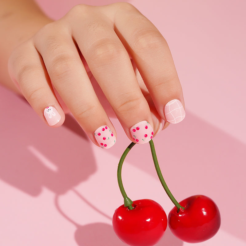 Kids Non-UV Gel Wraps - Cherry Bunny