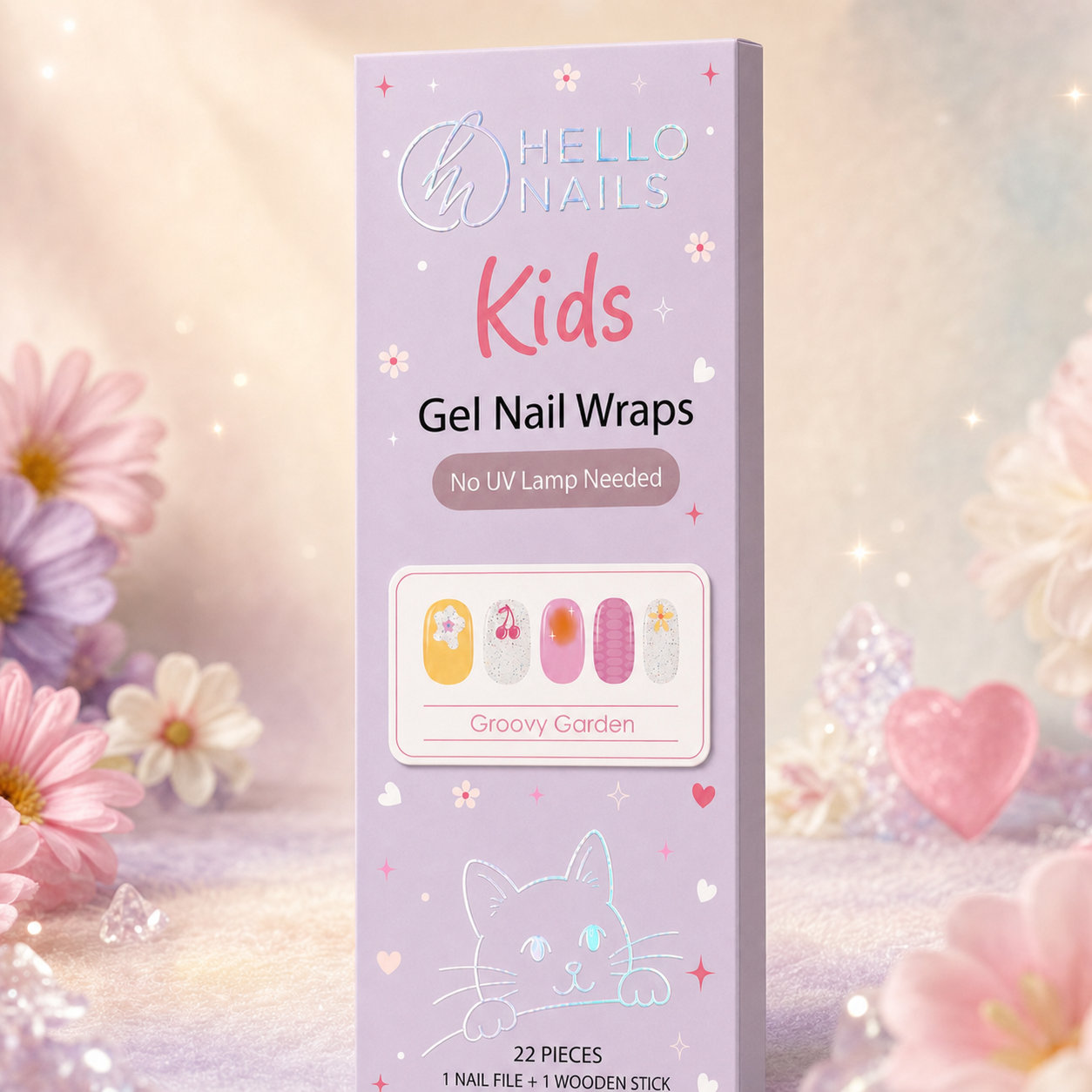 Kids Non-UV Gel Wraps - Groovy Garden