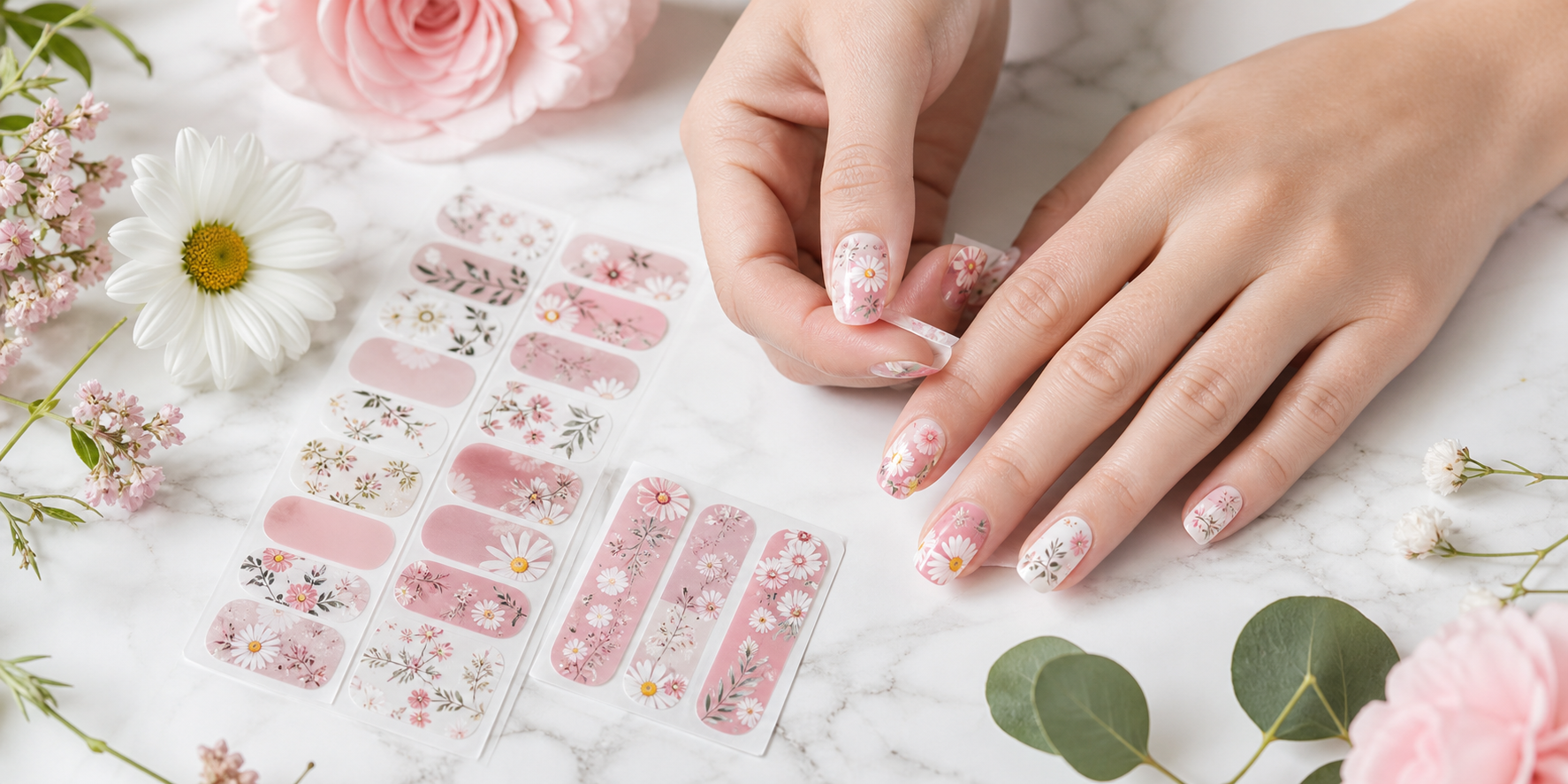 Floral Semi Cured Gel Wraps