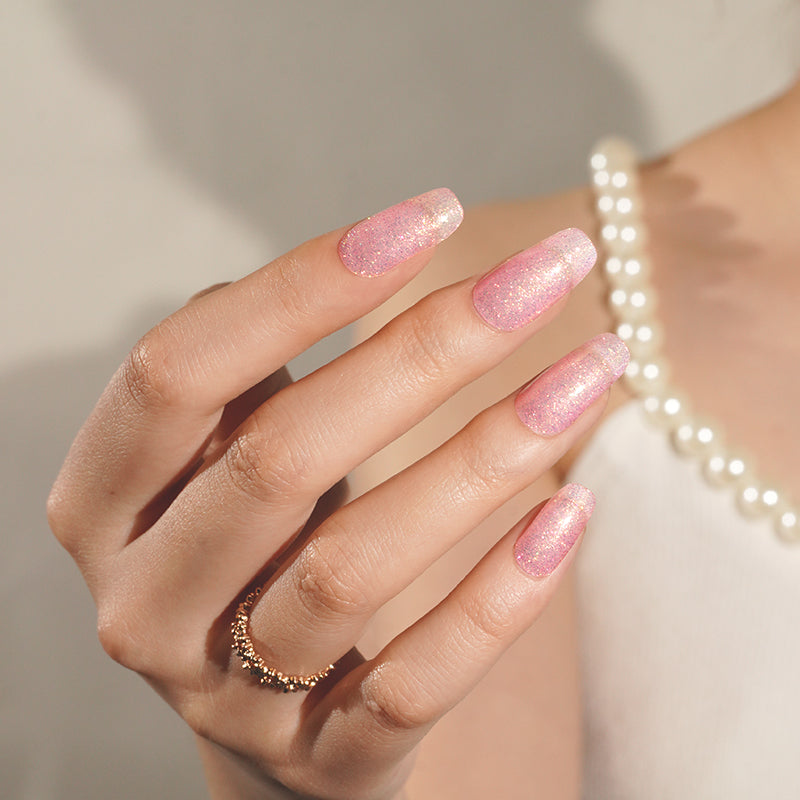 Fairy Dust Pink Semi-Cured Gel Nail Wraps — 4