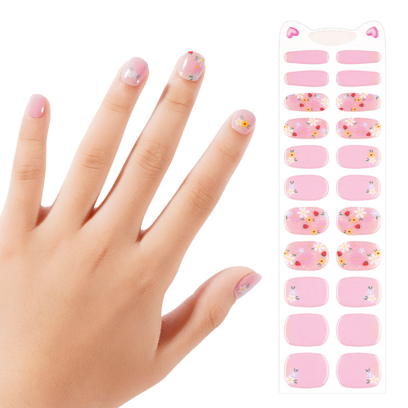 Kids Non-UV Gel Wraps - Strawberry Meadow