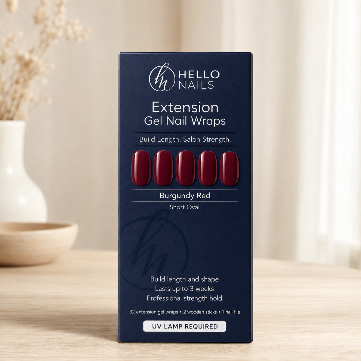 Burgundy Red extension gel nail wraps box