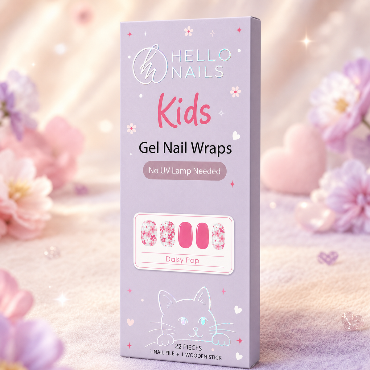Kids Non-UV Gel Wraps - Daisy Pop