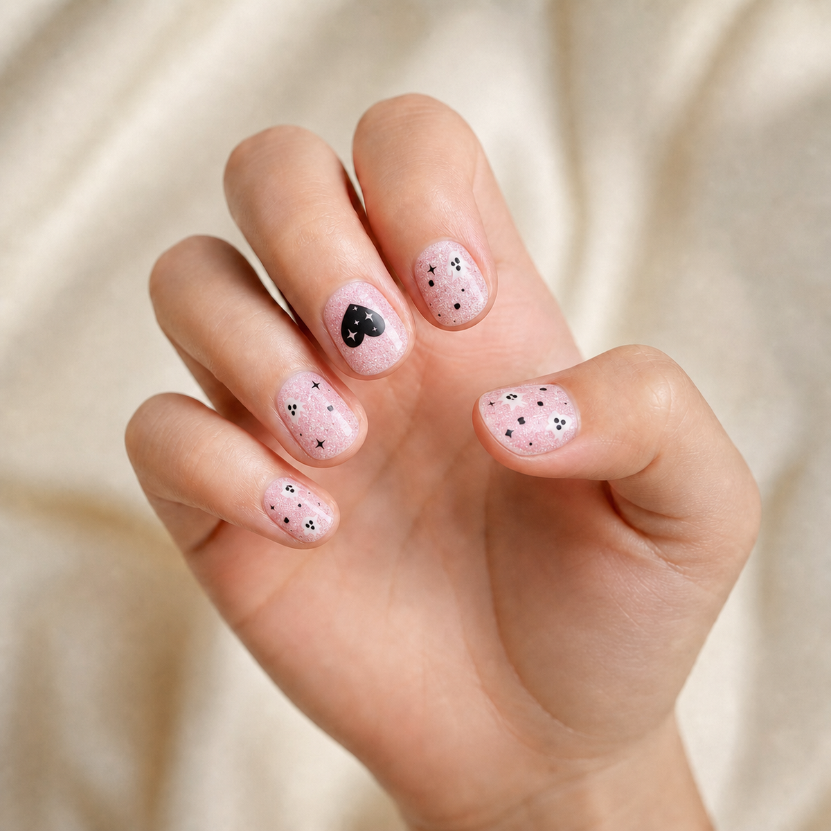 Kids Non-UV Gel Wraps - Ghostly Hearts