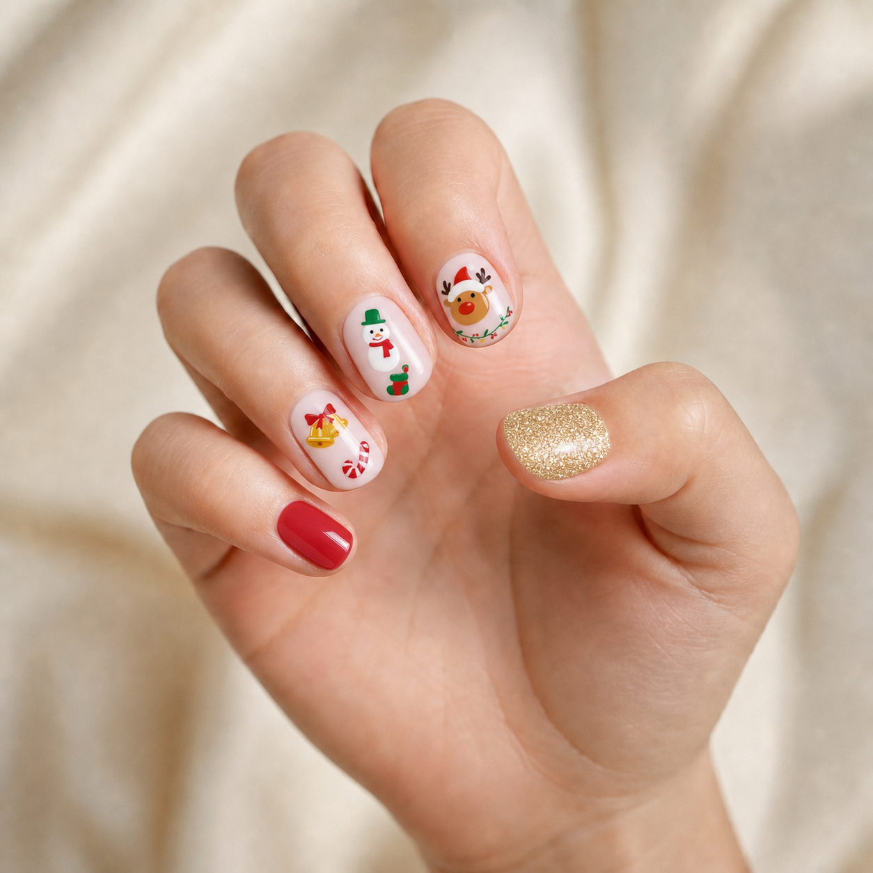 Kids Non-UV Gel Wraps - Ho Ho Holly