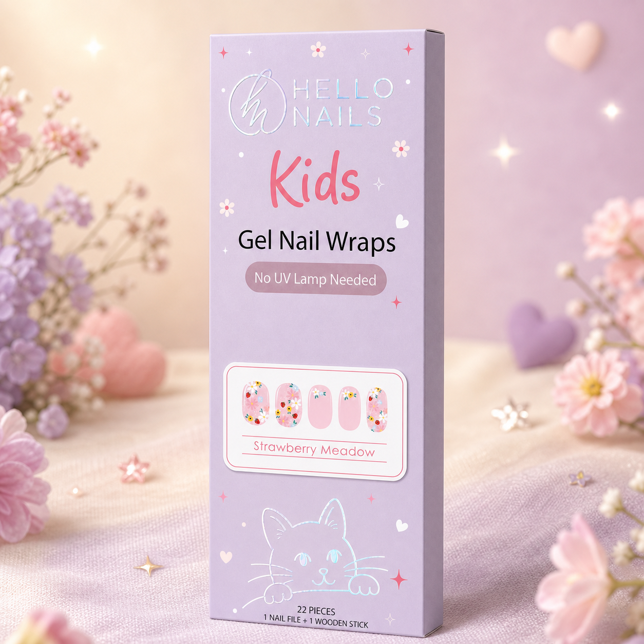 Kids Non-UV Gel Wraps - Strawberry Meadow