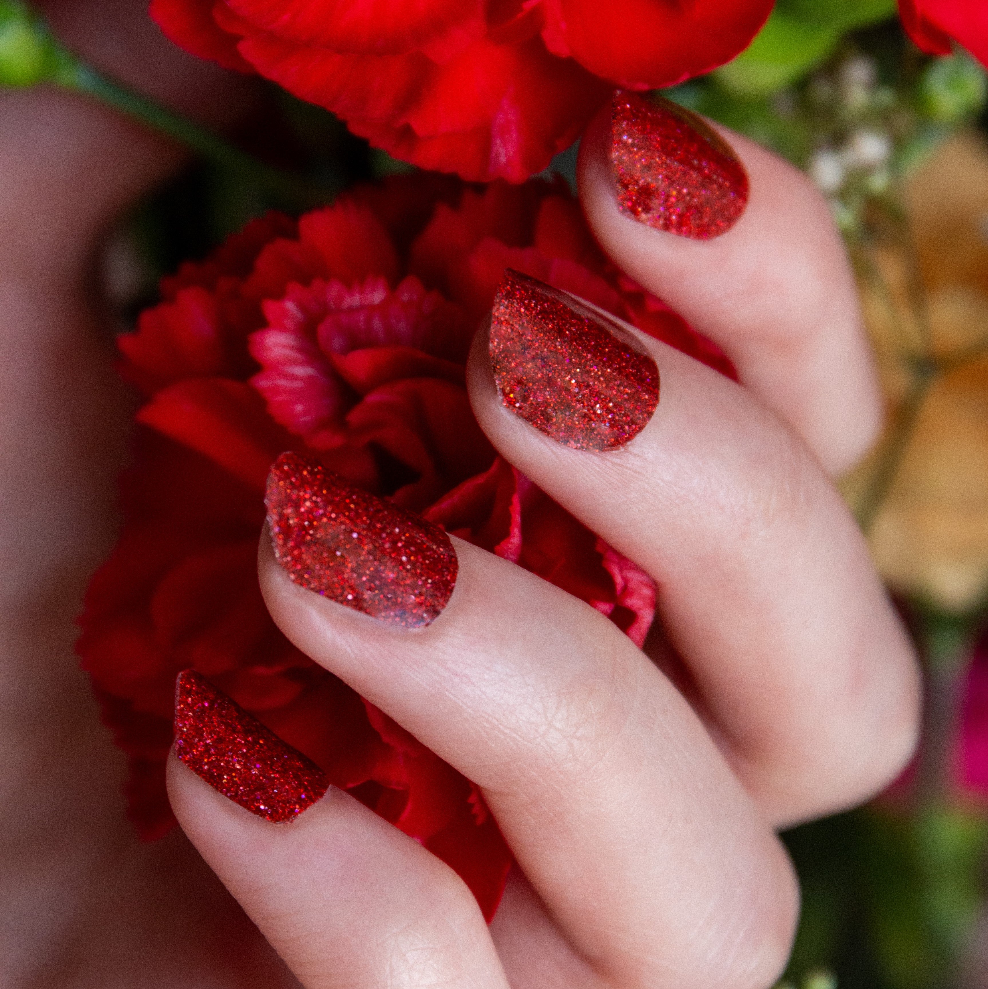 Sparkling Red Glitter Nail Designs
